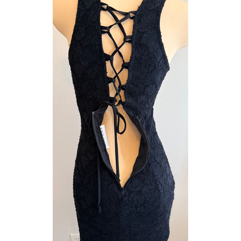 Rampage VTG 90s Y2K Stretch Lace Corset Tie Back Black Mini Dress S - Picture 8 of 8